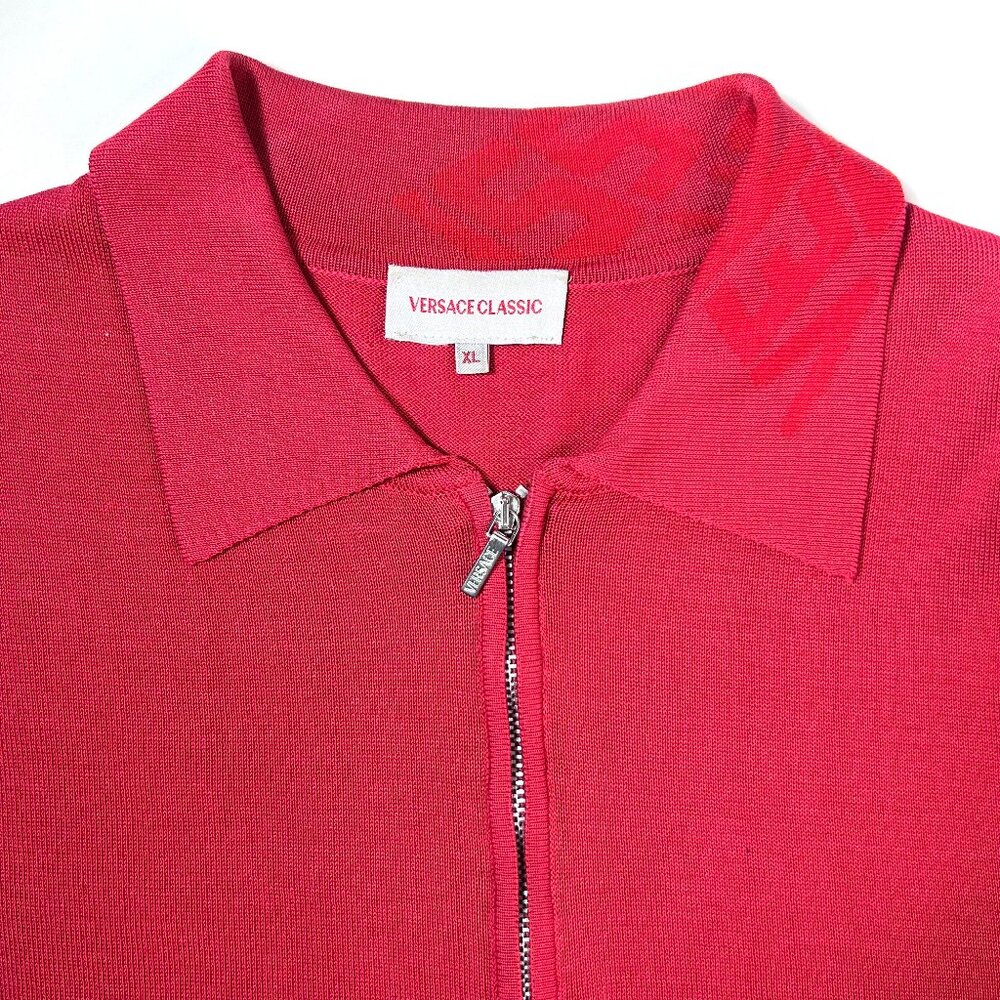VERSACE CLASSIC knitted Vintage Half Zipper Polo Shirt Men's XL